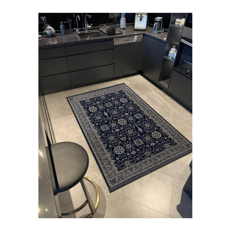 Tapis décoratif moderne à motif abstrait noir à motif prismatique noir, Tapis de couloir 4 pi 11 po x 9 pi 10 po inclus