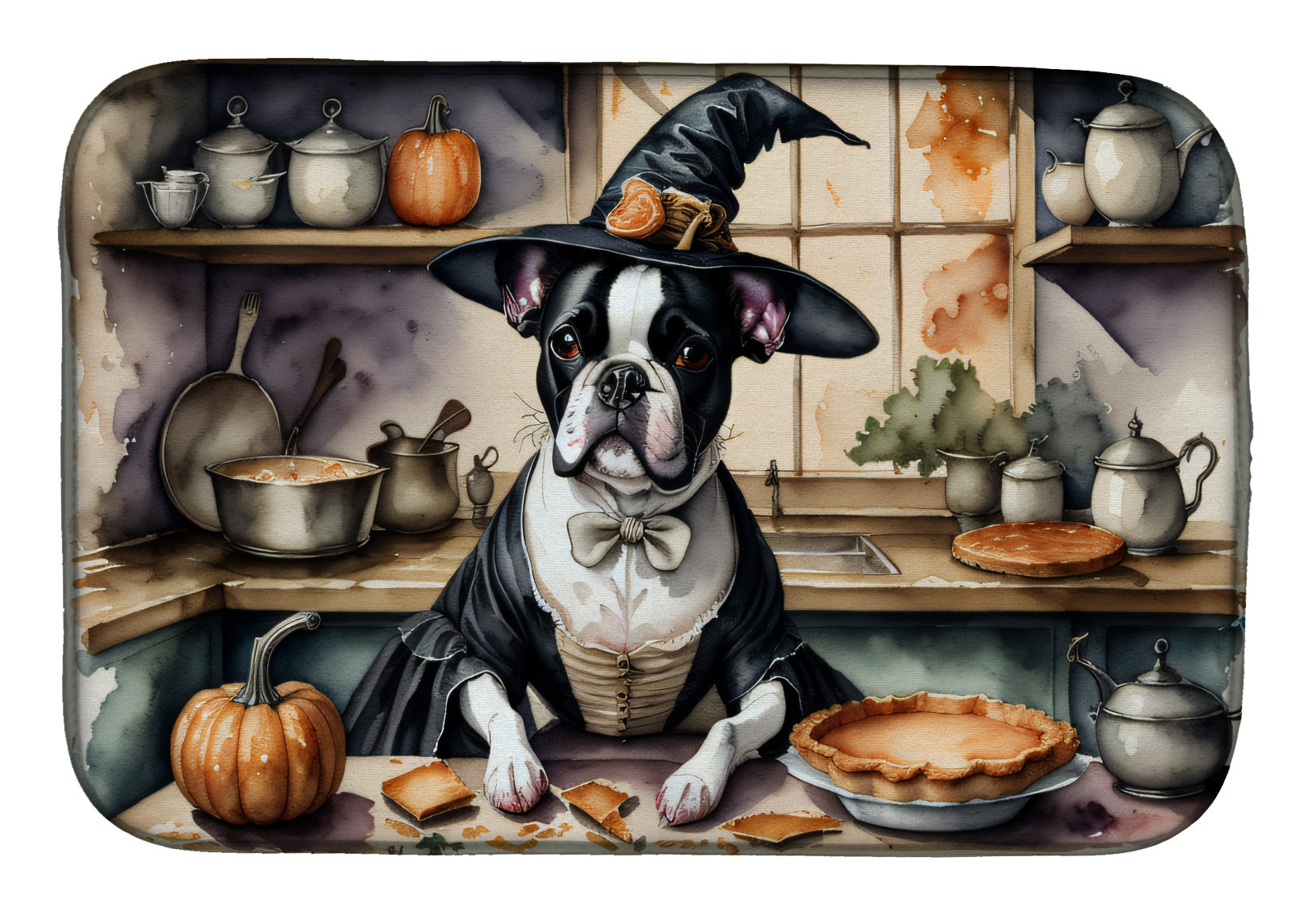 Caroline's Treasures DAC1024DDM Boston Terrier Fall Dish Drying