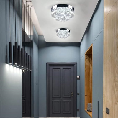 Mini-luminaire suspendu, luminaire suspendu en cristal DEL, luminaire suspendu encastré circulaire à 2 couches, luminaire suspendu moderne