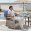 Ensemble de 5 pièces en rotin d'extérieur de qualité supérieure, 2 chaises coulissantes pivotantes avec dossiers en forme de T, 2 repose-pieds multifonctionnels et une table d'appoint en verre renforcé pour le patio, le jardin, la piscine et la cour-123039736