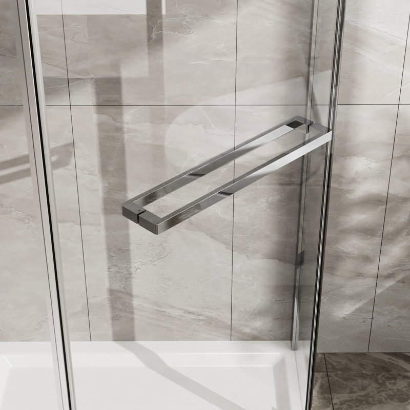 72" H -Angle Shower Enclosure, 36" X 36", , Tempered Glass, Space Efficient Clear, Brushed Nickel