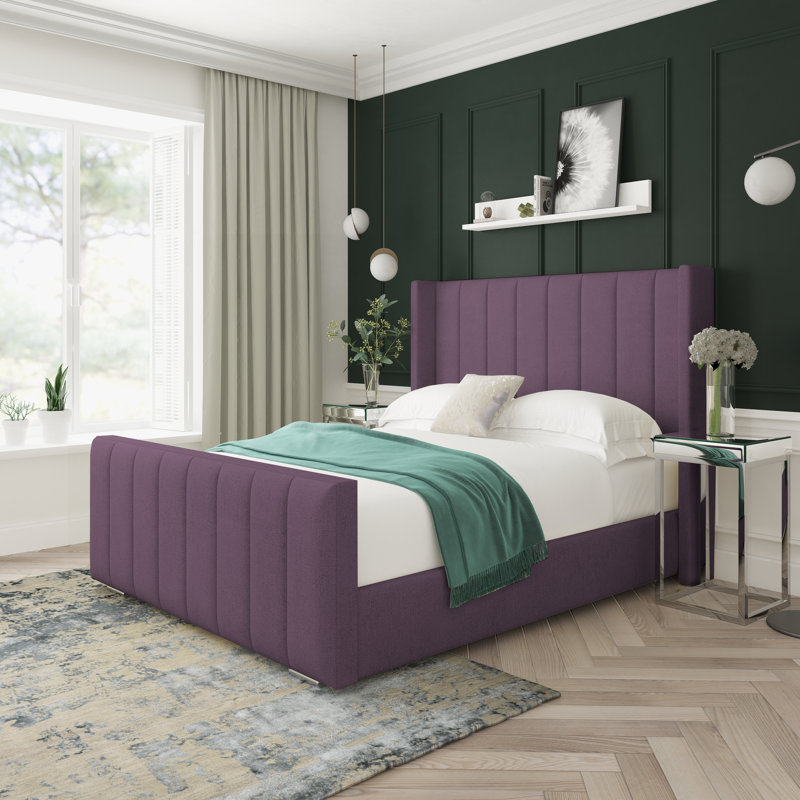 Willow Wool Upholstered Bed Frame, Lilac, Double (4'6)