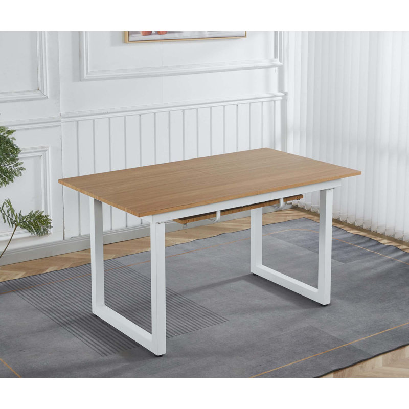 Table de salle à manger extensible, Blanc, Chêne clair, H 29,13 po x l 70,86 po x P 31,49 po