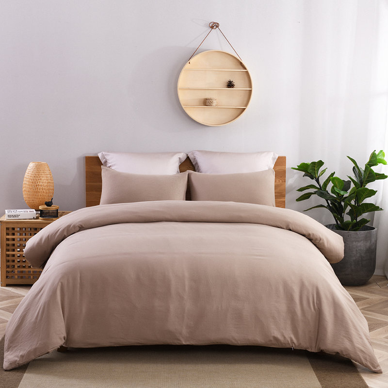 Ensemble de housse de couette en microfibre 2 pièces Miraflores, Housse de couette grand et 2 taies d'oreiller, Taupe
