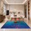Tapis d'intérieur lavable à la machine, motif abstrait moderne de carpes koï, bleu coloré, antidérapant, à poils courts.-133344948