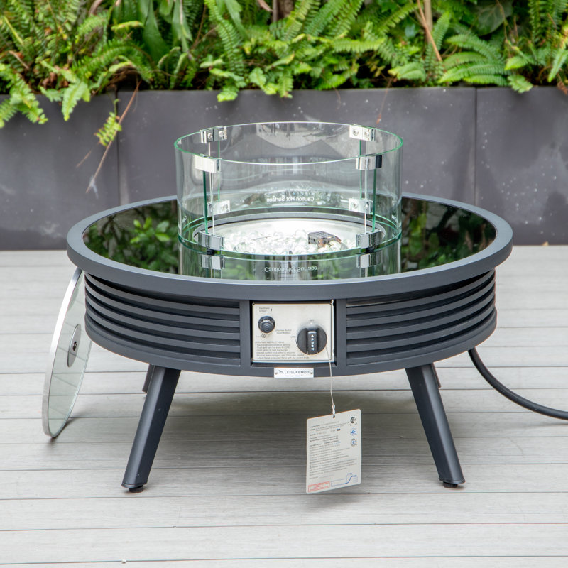 Kliyah Round Propane Smokeless Fire Pit Table, Black