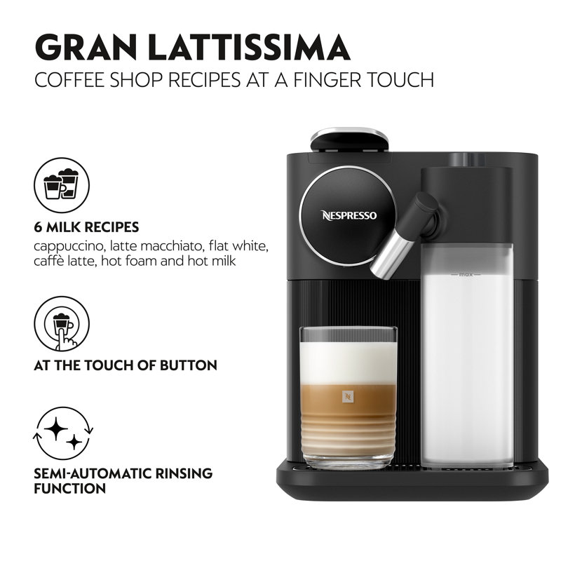 Nespresso Gran Lattissima Coffee Pod Machine by De'Longhi, Black