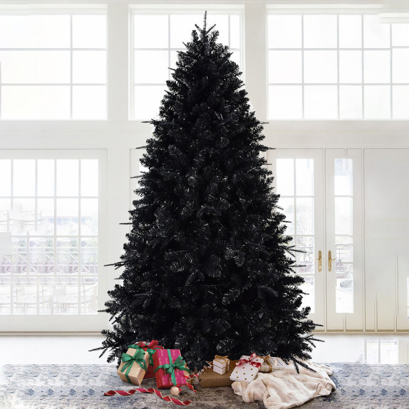 Arbre de Noël noir 8 pi avec 600 lumières DEL blanches, 8'