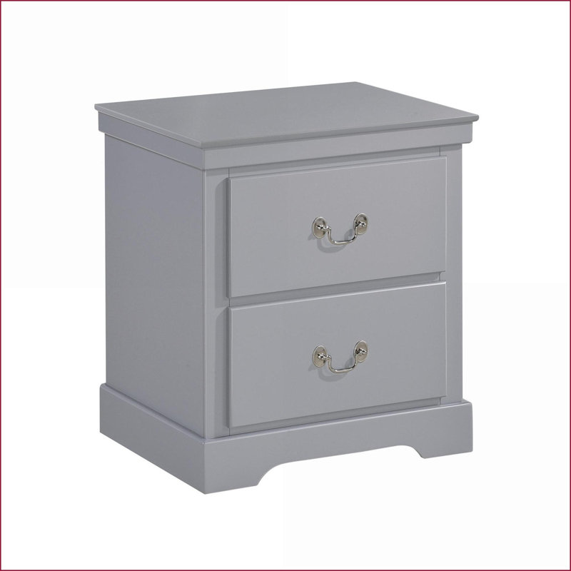 2-Drawer Traditional Gray Nightstand – No Assembly Bedroom Furniture, Gray