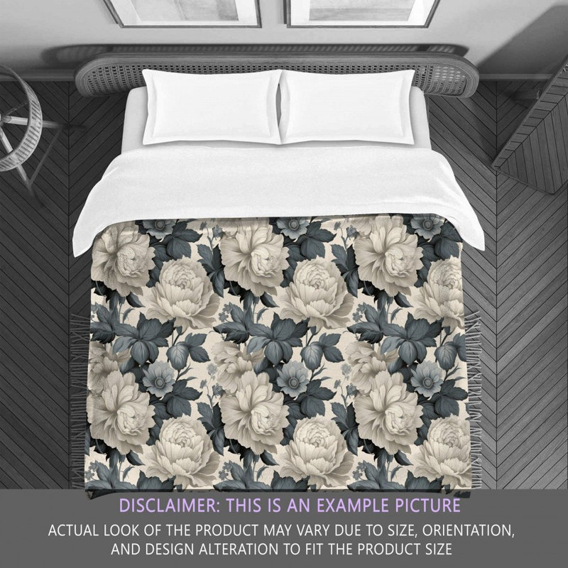 Machine Printed Comforter, King Comforter, Gray/Beige Floral