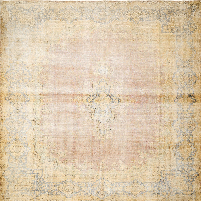 Tapis oriental beige / jaune Mamedov, Carré 5 pi
