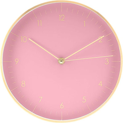 LUUK LIFESTYLE Elegant Wall Clock With Silent Movement Modern And Minimalist Design Gift Idea For Moving-In Decoration In Pink