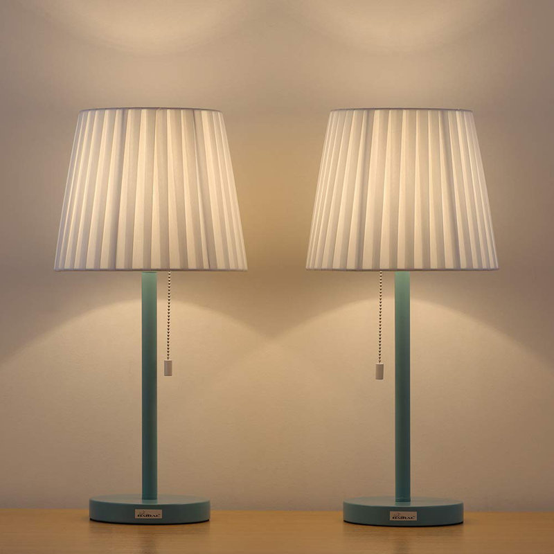 Metal Table Lamp, Blue, White