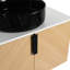 Meuble-lavabo contemporain de 76 cm avec lavabo en céramique artistique, comptoir en pierre artificielle blanche et portes à fermeture amortie.