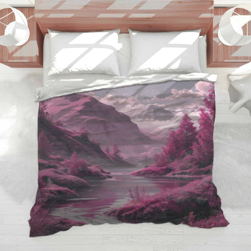 Édredon Pink Mountain Landscape, Simple extra long