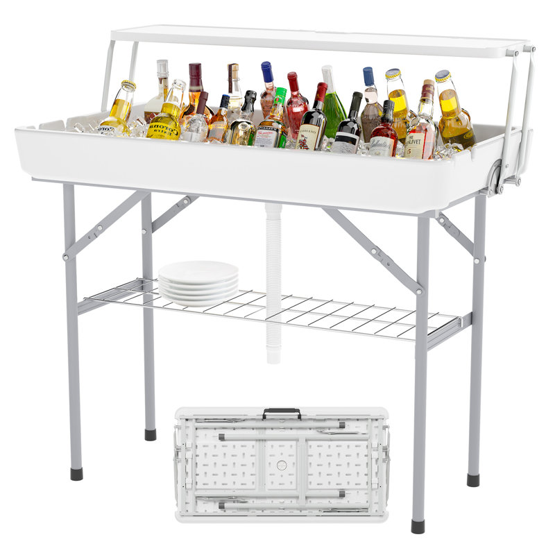 Table de glacière extérieure pliante, Blanc