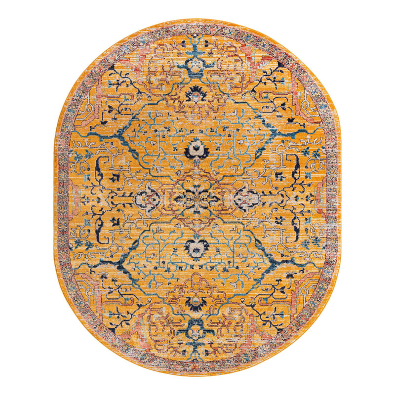 Alkire Floral Indoor Rug, Oval 7'10" x 10'2"
