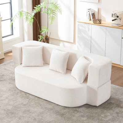 Azareu Upholstered Convertible Folding Sleeper Sofa Bed with 3 Pillows,No Assembly