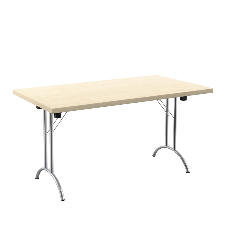 Buariki Rectangle Modular Training Table, 72.5cm H x 140cm W x 80cm D, Chrome, Maple