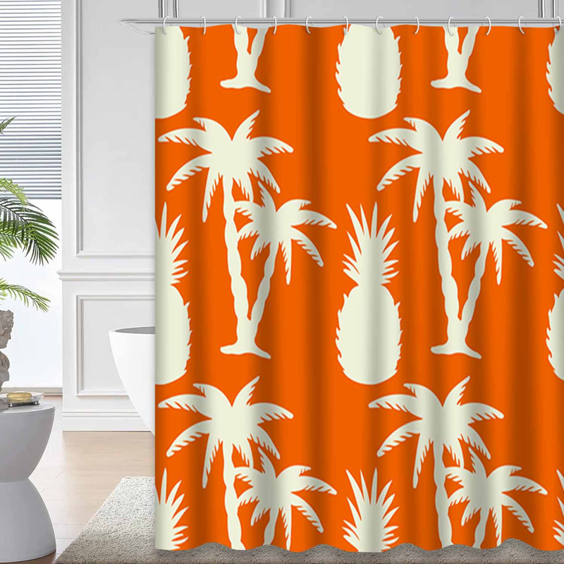 Rideau de douche imperméable à motif palmier tropical avec 12 crochets Palm Tree, L 72 po x l 78 po