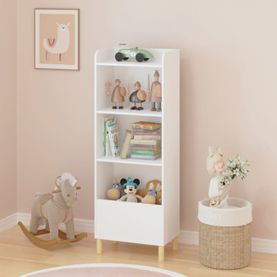 Bibliothèque pour enfants à 4 niveaux, présentoir à livres pour enfants, étagère de rangement pour jouets pour chambre d'enfant, salle de jeux, chambre de bébé