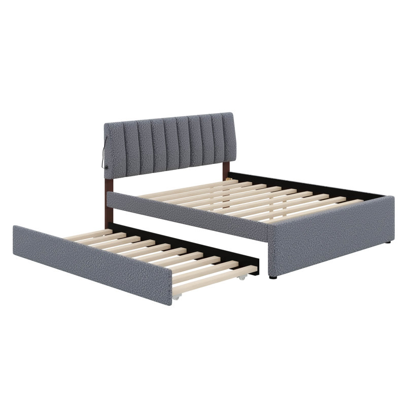 Lit plateforme tapissier Dotta, Grand, gris