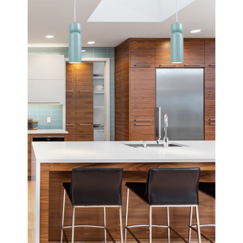 Luminaire suspendu sablier 1 lumière Ashford, Nickel brossé, Reflet de piscine