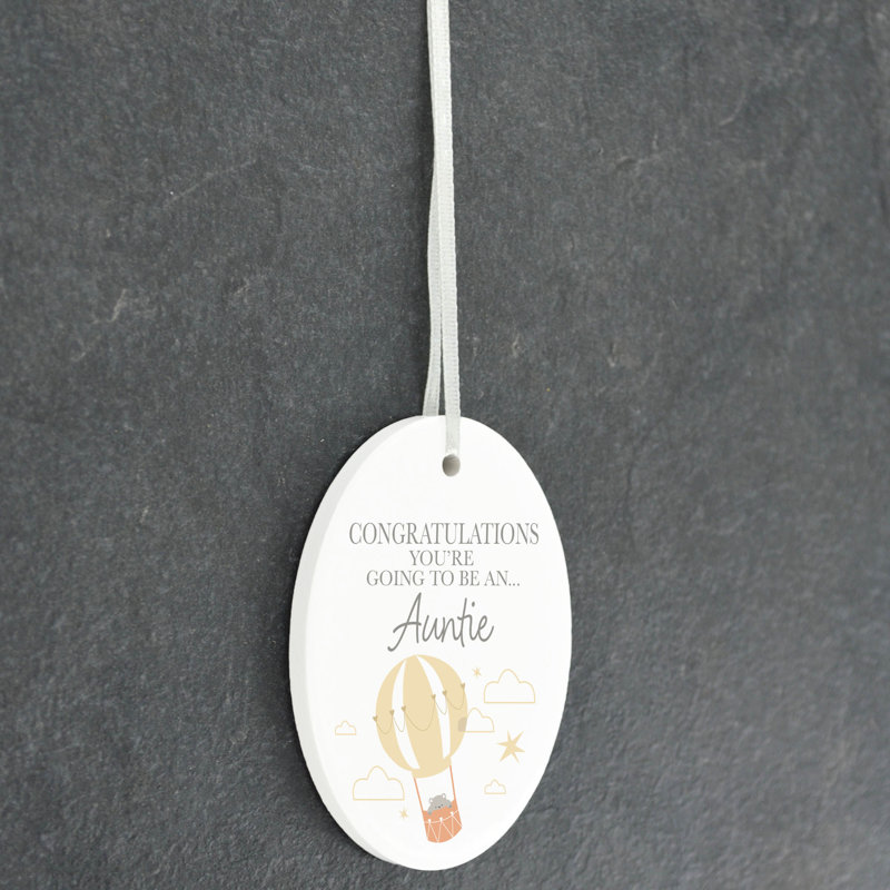 Auntie To Be Oval Shaped Ceramic Ornament