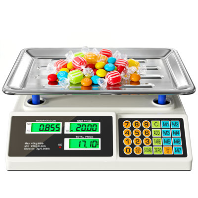40kg/88lb Commercial Price Computing Scale, LCD Digital Food Scale With Premium Stainless Steel Platform, High Precision Produce Meat Weighing Scale For Farmers Market Retail Store Meat Shop Grocery