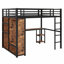 Structure de lit mezzanine avec garde-robe, bureau et tablettes de rangement
