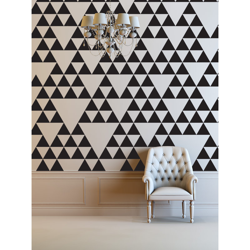 Décalcomanie murale motif triangle, H 8 po x l 8 po x P 0,01 po, Noir