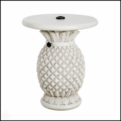 Lillian Outdoor Patio Antique White Pineapple-Shaped Magnesium Oxide Side Table Umbrella Base