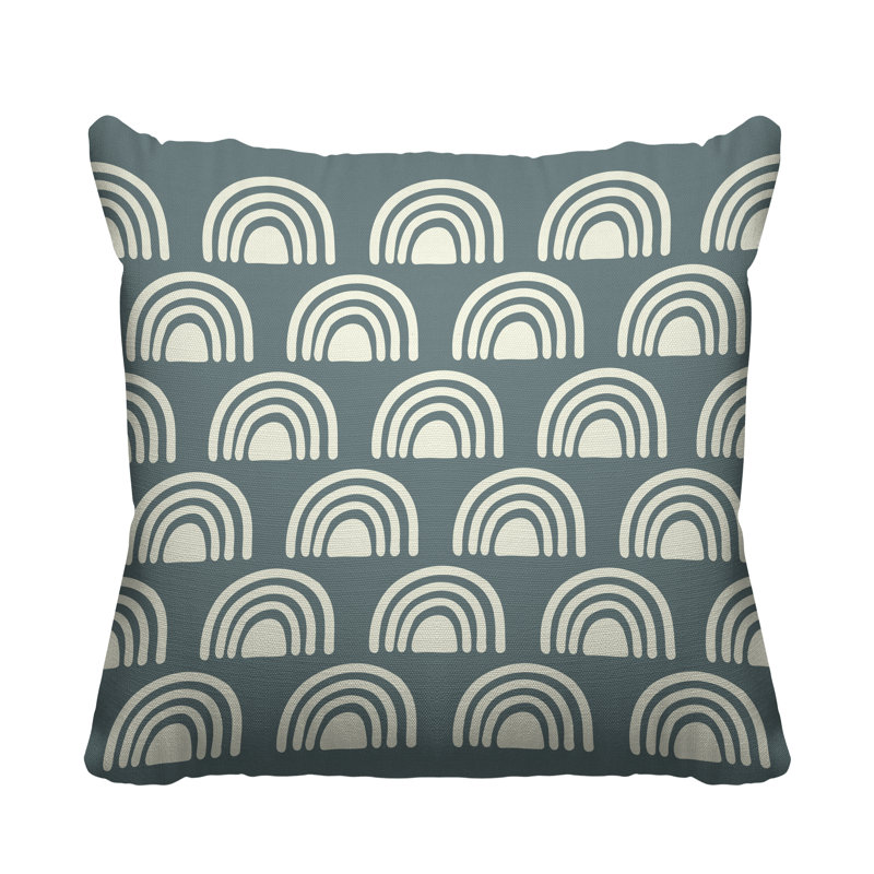 Abstract Outdoor Reversible Throw Pillow, 19W" x 19H", Grey Blue