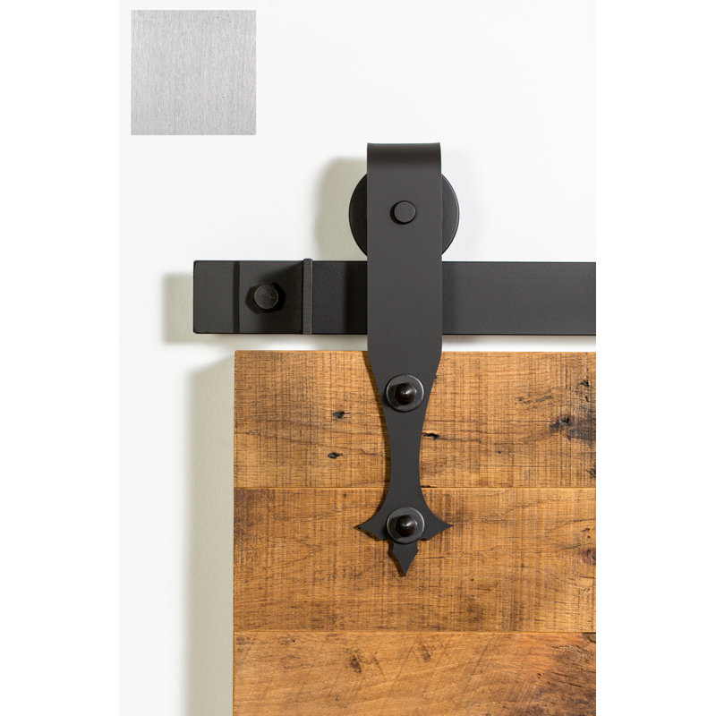 Ensemble de quincaillerie pour porte de grange standard standard Mourning Star Premium, 72 po, Acier inoxydable brossé