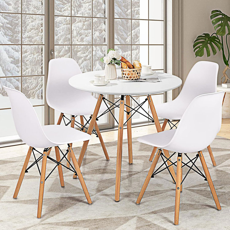 Table de salle à manger ronde, table de cuisine, table basse de style moderne, Blanc