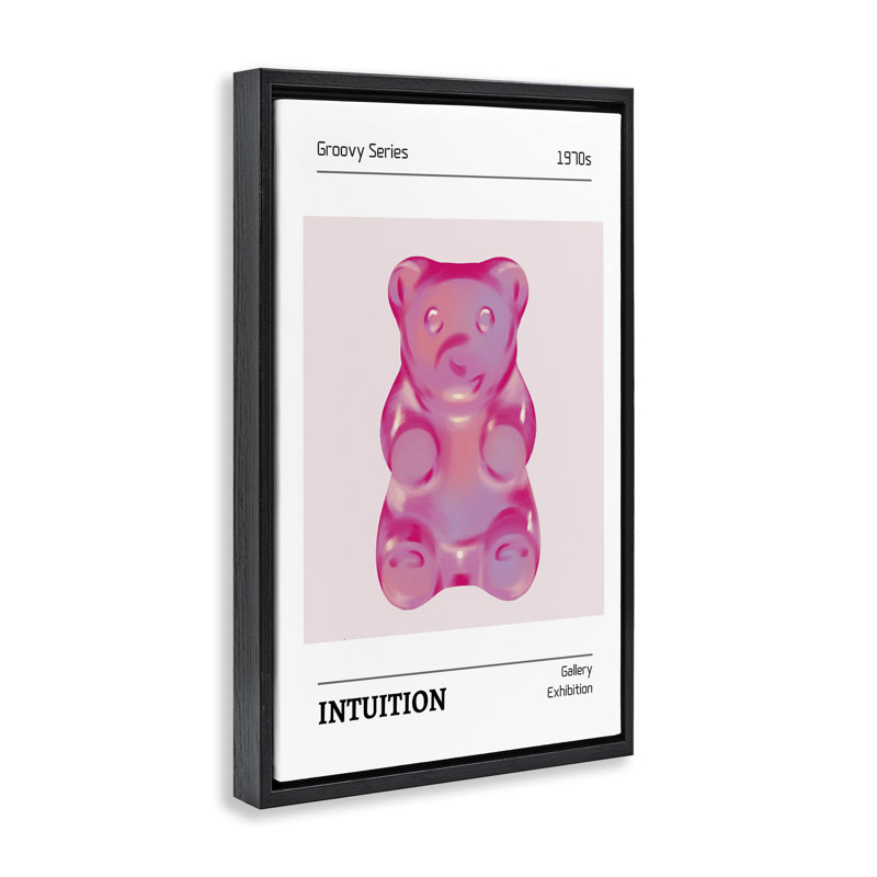 Cadre flottant Intuition phrase Candy Bear, design par LSR Design Studio, Cadre flottant noir de jais, H 25 po x l 17 po