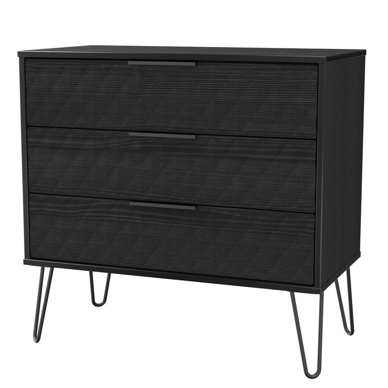 Talita 77cm W 3 - Drawer Chest of Drawers, Black
