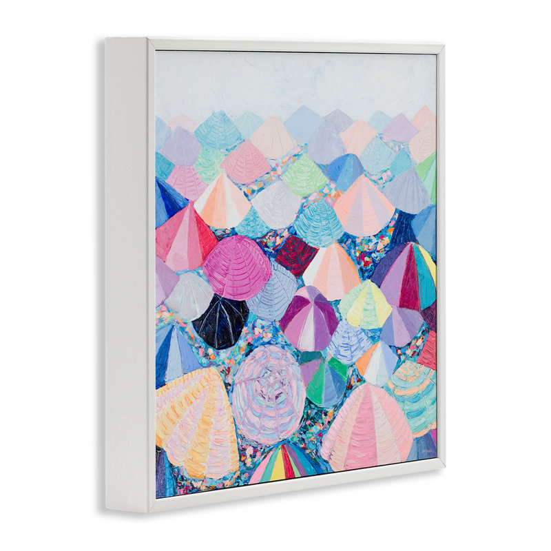 «Pastel Umbrella Nation», art de la giclée par Ann Marie Coolick, Estampe numérique encadrée blanc bord de mer
