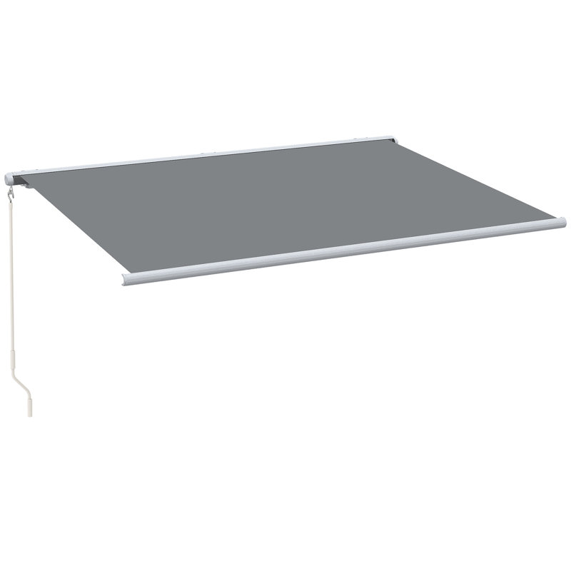 Dakota Fields 395cm W x 300cm D Polyester Grey Cover Motorised Retractable Patio Awning