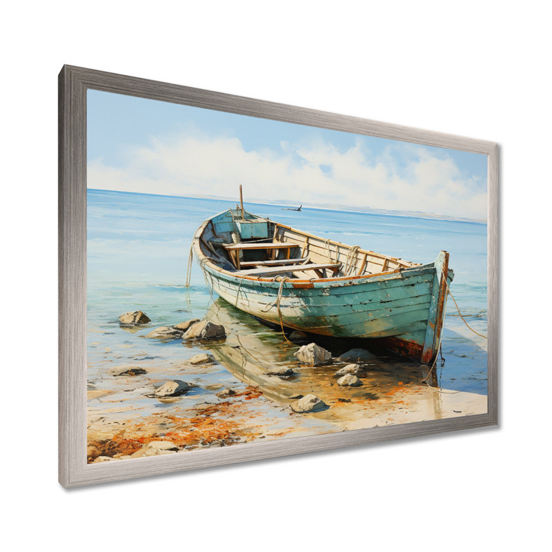 Boat Coastal Melody - Impressions encadrées, H 24 po x l 32 po x P 1 po, Cadre simple argenté