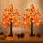 2 Pack 24 Inch Prelit Fall Maple Tree Thanksgiving Decorations With 48 LED Lights