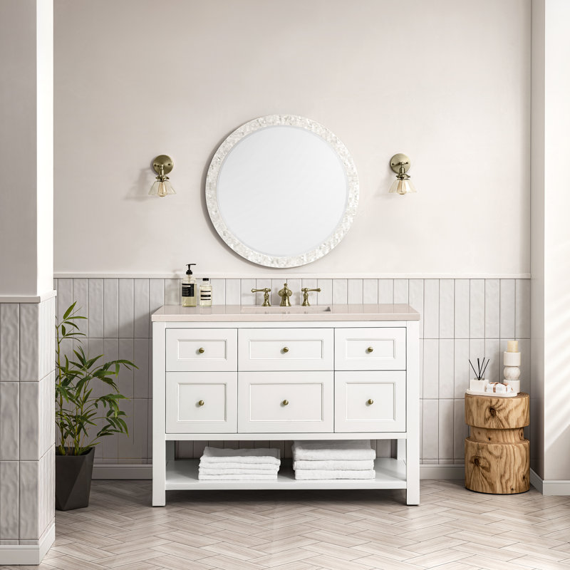 Breckenridge 48'' W Single Vanity, Carrara White, 8" Widespread, Bright White