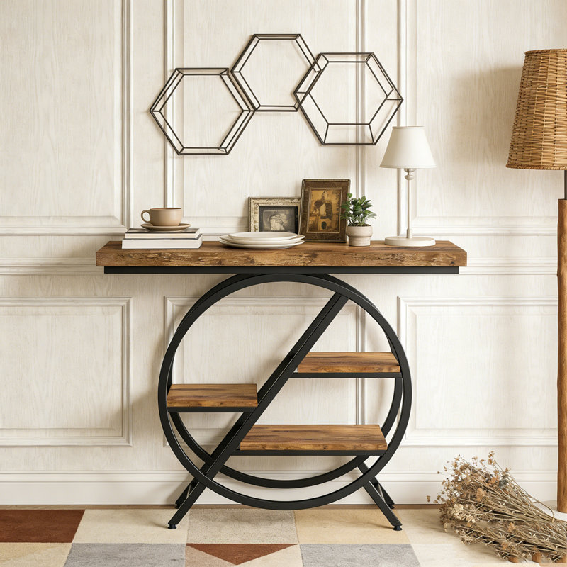 4-Tier Entryway Table with Geometric Metal Frame