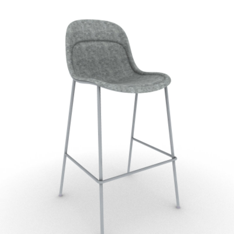 Vale Barstool High Back, Gray Seat/Silver Frame
