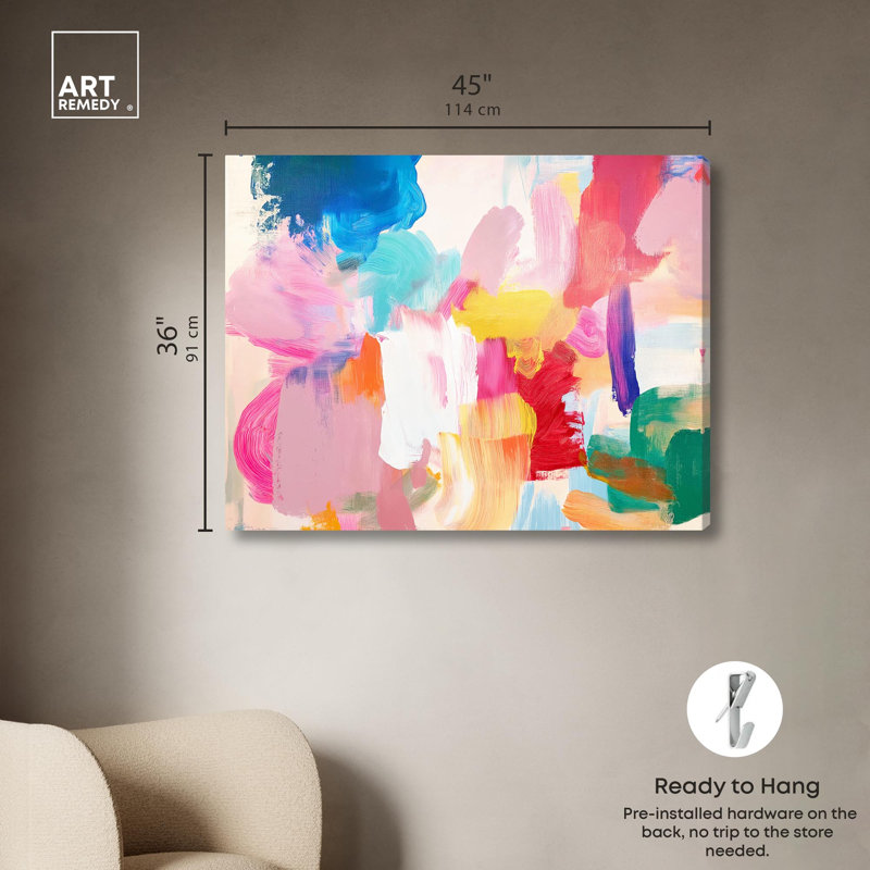 «Pastel Riot II» par Abstracts, H 36 po x l 45 po, Toile tendue avec châssis