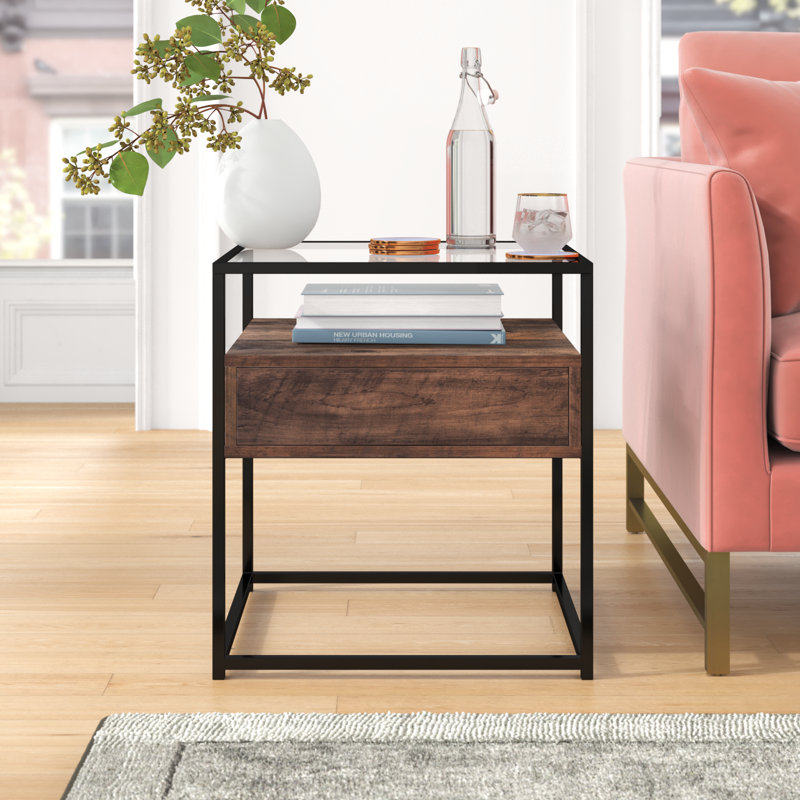 Secaucus Glass Top End Table with Storage