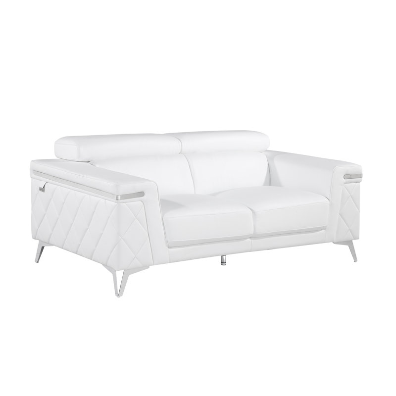 Causeuse en cuir véritable 70 po Belleville, Blanc