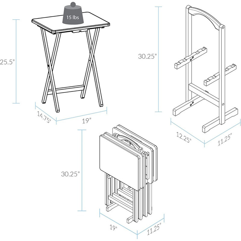Ensemble de tables-plateaux 5 pièces Home, espresso