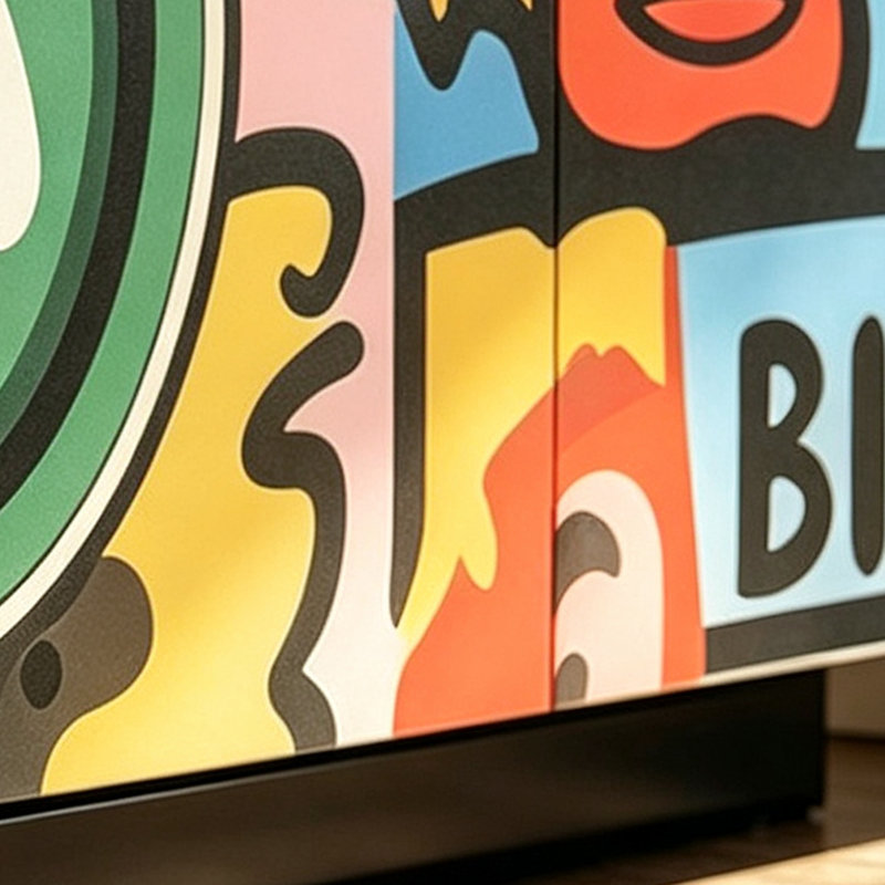 buffet minimaliste de style dessin animé français