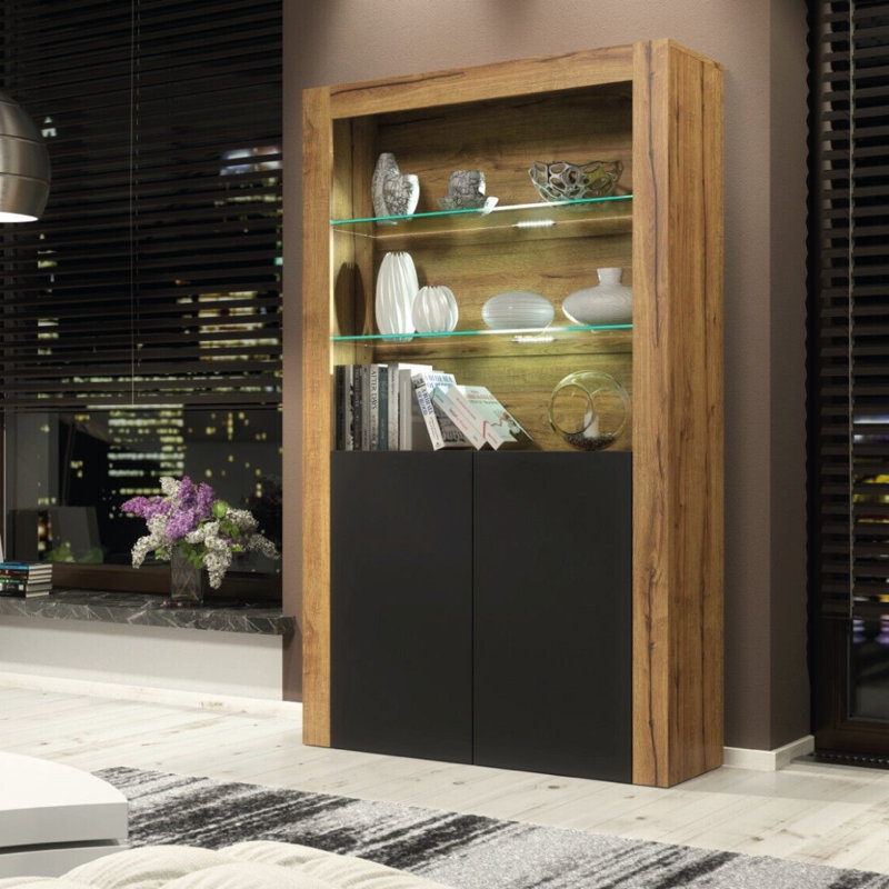 Aristil Display Cabinet, Oak/Black